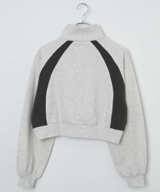 WEGO パイピング切替ショートハーフZIPスウェット