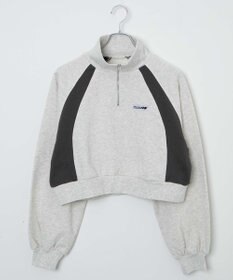 WEGO パイピング切替ショートハーフZIPスウェット