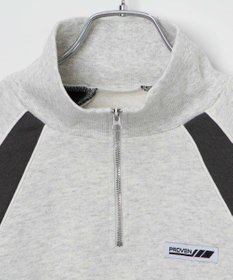 WEGO パイピング切替ショートハーフZIPスウェット