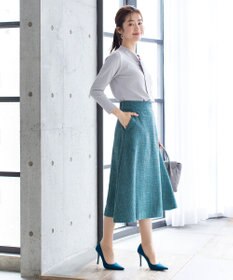 Tiaclasse 【洗える】大人華やかなツイードフレアスカート