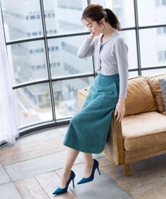 Tiaclasse 【洗える】大人華やかなツイードフレアスカート