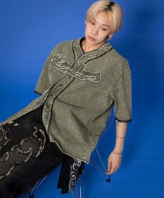 WEGO 【ユニセックス着用ITEM】ベースボールデニムグラフィックシャツ（SS）