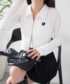 WEGO ワンポイントデザインWZIPトップス