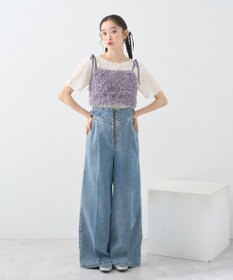 earth music&ecology 【WEB限定】ベロアリボンフェザービスチェ