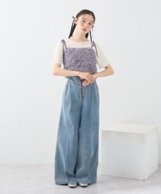 earth music&ecology 【WEB限定】ベロアリボンフェザービスチェ