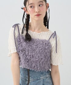 earth music&ecology 【WEB限定】ベロアリボンフェザービスチェ