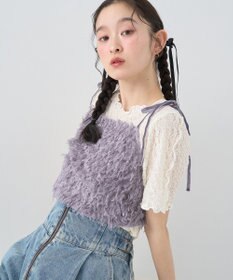 earth music&ecology 【WEB限定】ベロアリボンフェザービスチェ