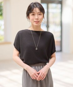 ANY 【洗濯機可/アンチピリング/UVカット】アクリルガーターフレンチスリーブニット