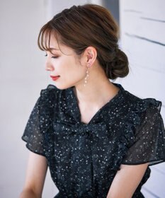 Tiaclasse 【洗える】花柄ボウタイフレアワンピース