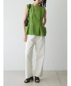 Green Parks AnriettMusee ノースリーブタックペプラムブラウス