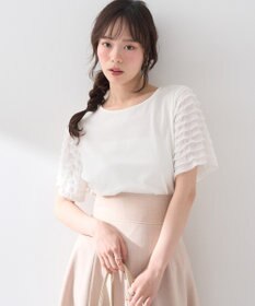 earth music&ecology フリルスリーブカットソー