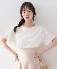 earth music&ecology フリルスリーブカットソー