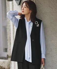 23区 S 【セットアップ対応/洗える】トリアセダブルジョーゼット ジレ ブラック系