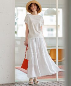 23区 【洗える】ブロドリーダンテル ティアードスカート