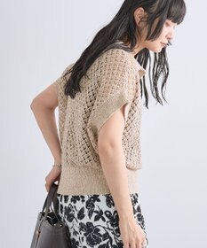 Green Parks 衿付き透かし編みニットプルオーバー