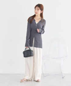 earth music&ecology スキッパー衿リブカーディガン