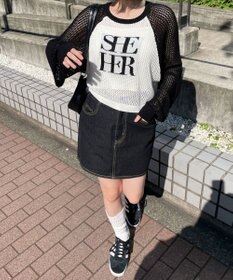 WEGO ラグランショートメッシュニット