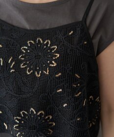 YECCA VECCA 【2点SET】刺繍メッシュキャミセットコットンTee