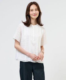 J.PRESS LADIES 【一枚で着映え・シーンレスに活躍】シアーチェック バンドカラー カットソー