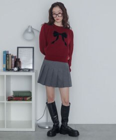 WEGO ベロアリボンアップリケタックスリーブニット