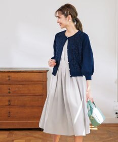 Tiaclasse 【洗える】7分袖前身レースカーディガン