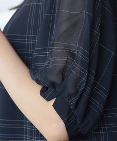 Tiaclasse L シフォンチェックパフスリーブチュニック