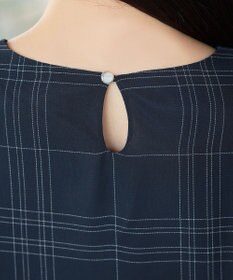 Tiaclasse L シフォンチェックパフスリーブチュニック