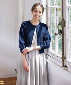 Tiaclasse 【洗える】7分袖前身レースカーディガン