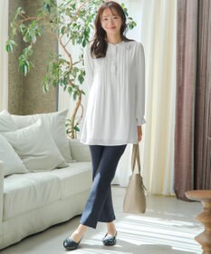 Tiaclasse 【スマート裏起毛・新色追加】 ピンタックシャツチュニック