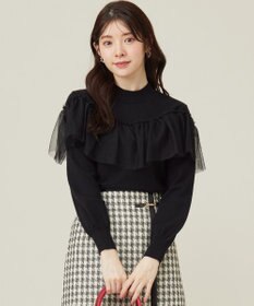 ANY SIS 【洗える】フリルチュールコンビ ニット