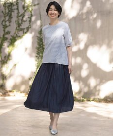 J.PRESS LADIES 【WEB限定カラーあり・抗菌消臭・吸水速乾】サッカージャージー 5分袖 ペプラム カットソー