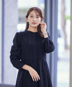 Tiaclasse 【洗える】バンドカラーチェック柄シャツワンピース