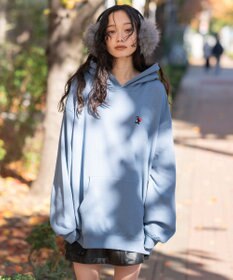 WEGO 【ユニセックス着用ITEM/SMLサイズ展開/裏起毛】ワンポイント刺繍プルパーカー