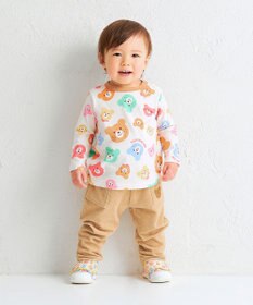 MIKI HOUSE HOT BISCUITS 【80-120cm】 カラフルビーンズ 総柄長袖Tシャツ