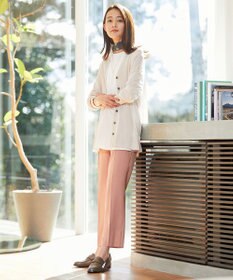 J.PRESS LADIES 【洗える】ポリエステルレーヨンマイクロギャバストレッチ テーパード パンツ