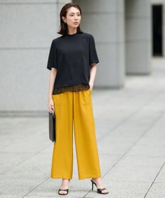 ICB 【人気のため新色追加・接触冷感・洗える】 ワッシャーツイル ワイドストレートパンツ