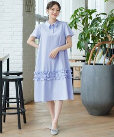 Tiaclasse シャツカラーフリルワンピース