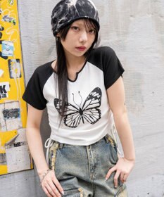 WEGO キーネックサイドレースアップちびT