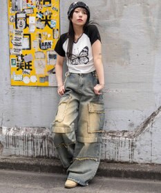 WEGO キーネックサイドレースアップちびT