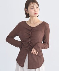 earth music&ecology シアーワッフルタックボタントップス