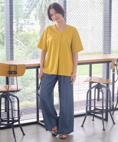 自由区 【洗える・XSサイズあり】テンセルリネンデニムワイド パンツ