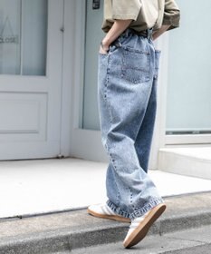 WEGO 【ユニセックス着用ITEM/ウエストゴム/SMLサイズ展開】デニムルーズテーパードパンツ