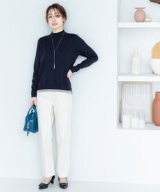 Tiaclasse 【洗える】もっちり素材が肌触り抜群の配色ニットトップス