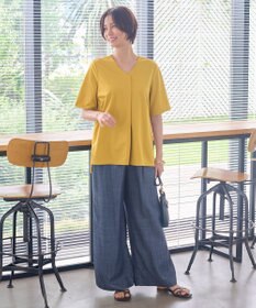 自由区 【洗える・XSサイズあり】テンセルリネンデニムワイド パンツ