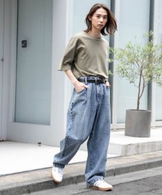 WEGO 【ユニセックス着用ITEM/ウエストゴム/SMLサイズ展開】デニムルーズテーパードパンツ