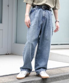 WEGO 【ユニセックス着用ITEM/ウエストゴム/SMLサイズ展開】デニムルーズテーパードパンツ