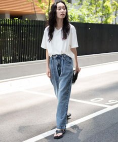 WEGO 【ユニセックス着用ITEM/ウエストゴム/SMLサイズ展開】デニムルーズテーパードパンツ