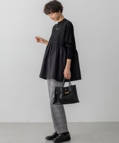 23区 L 【洗える】ギャザープルオーバー コンビ ニット