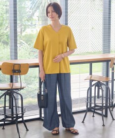 自由区 【洗える・XSサイズあり】テンセルリネンデニムワイド パンツ