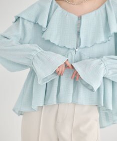 earth music&ecology 【予約】ラッフルカラーカットブラウス